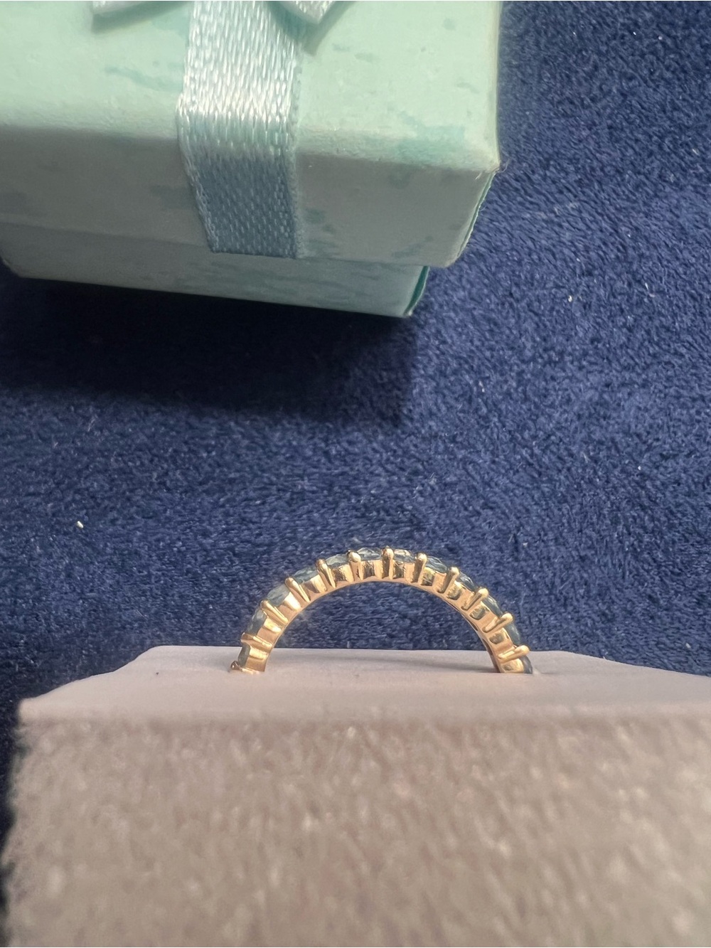 Blue Topaz 14kt gold eternity ring- size 4.5 - Picture 3 of 9